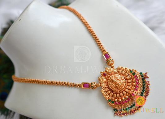 Gheru finish Kemp-green Lakshmi-peacock necklace dj-37842