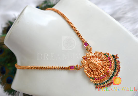 Gheru finish Kemp-green Lakshmi-peacock necklace dj-37842