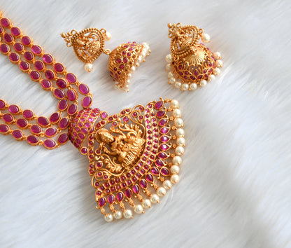 Matte finish kemp pearl multilayer Lakshmi necklace set dj-27617