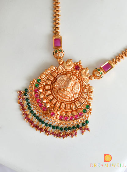 Gheru finish Kemp-green Lakshmi-peacock necklace dj-37842