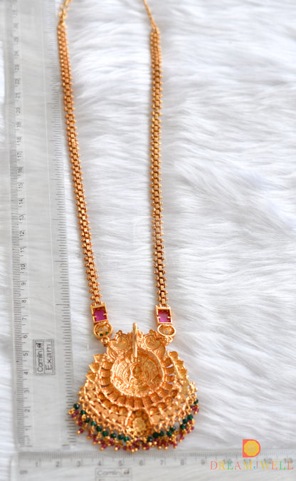 Gheru finish Kemp-green Lakshmi-peacock necklace dj-37842