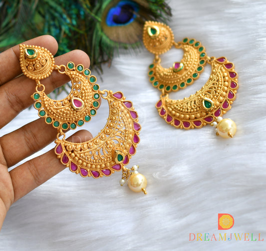 Matte finish ruby-emerald bali earrings dj-37864