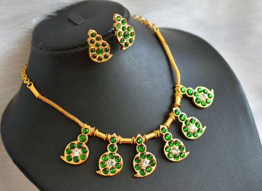 Gold tone green-white mango kemp necklace set dj-21243