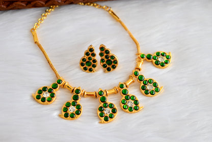 Gold tone green-white mango kemp necklace set dj-21243