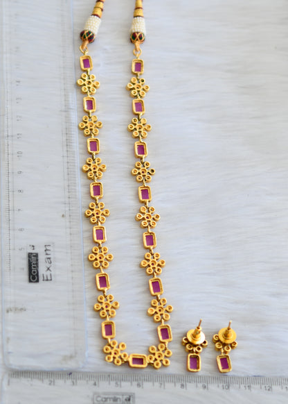 Matt finish ruby flower necklace set dj-31659