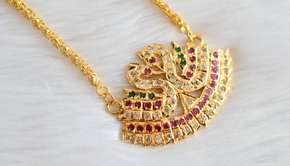 Gold tone ad ruby-green south Indian swan chain dj-20948