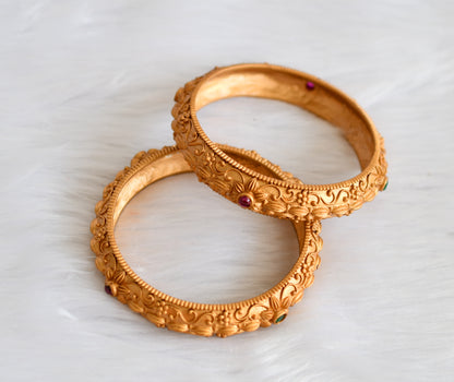 Matte finish pink-green flower bangles (2.4) dj-19658