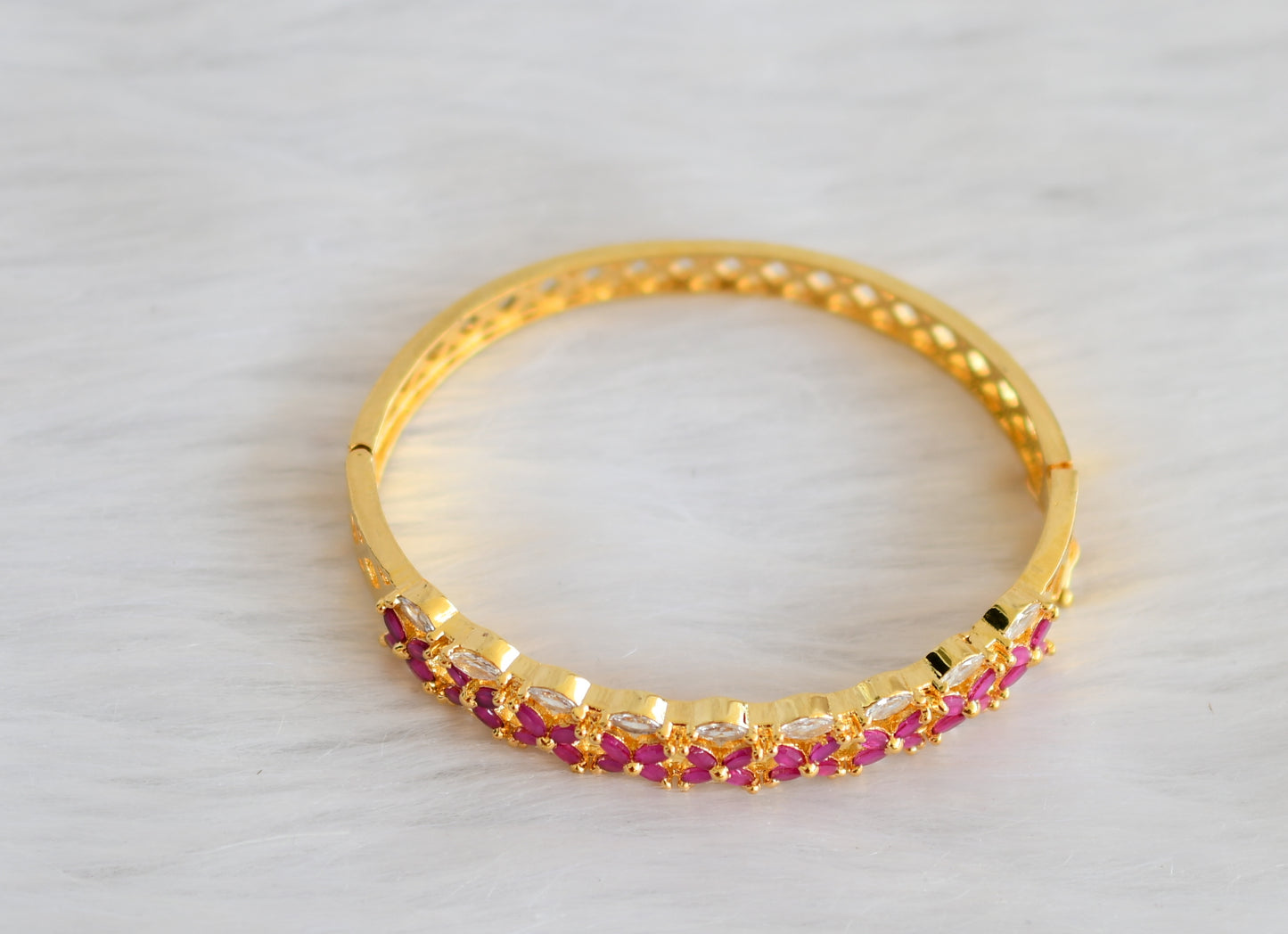 Gold tone cz ruby-white bracelet dj-19720