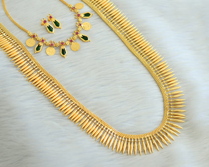 Gold tone mulla mottu haar green nagapadam necklace combo set dj-25969