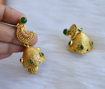 Antique Gold tone green Ganesha necklace set dj-14810