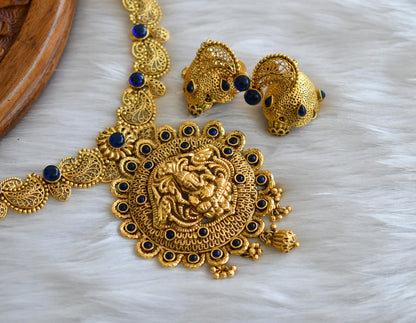 Antique gold tone blue Ganesha necklace set dj-14812