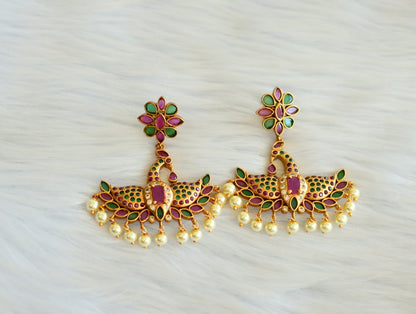 Matte finish ruby-green peacock necklace set dj-28832