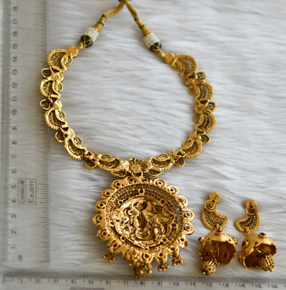 Antique finish kemp Ganesha necklace set dj-14811