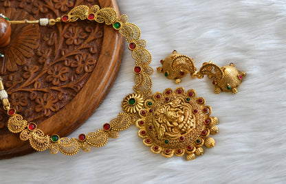 Antique gold tone kemp-green Ganesha necklace set dj-14809