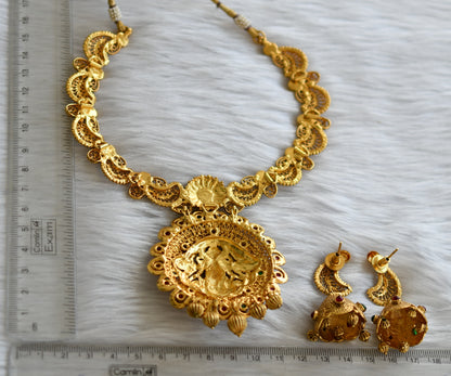 Antique gold tone kemp-green Ganesha necklace set dj-14809