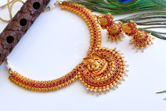 Antique kemp Lakshmi necklace set dj-04378