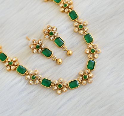 Matt finish green flower necklace set dj-31658