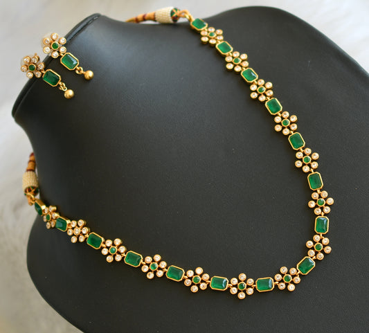 Matt finish green flower necklace set dj-31658