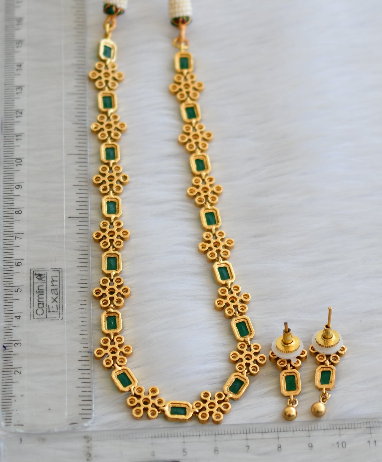 Matt finish green flower necklace set dj-31658