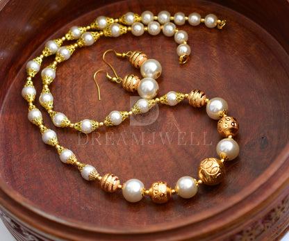 Gold tone pearl beaded necklace Set dj-04312