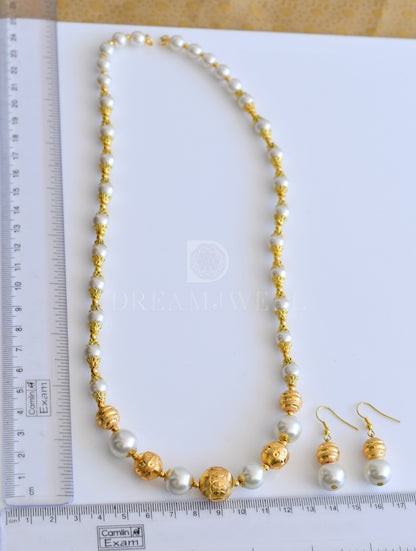 Gold tone pearl beaded necklace Set dj-04312