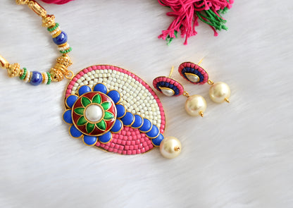 Handmade multi color pachi pendant necklace set dj-02357