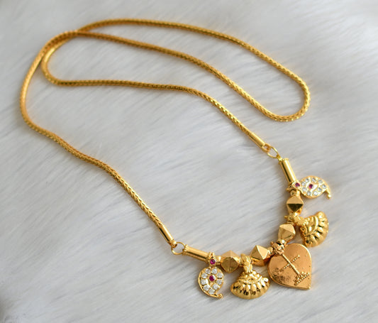 Gold tone pink-white stone mango Cross mangalyam dj-41102