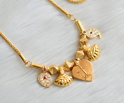 Gold tone pink-white stone mango Cross mangalyam dj-41102