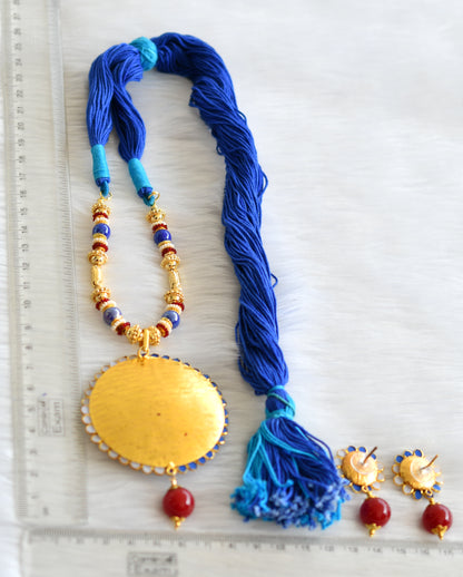 Handmade blue pachi pendant necklace set dj-02351