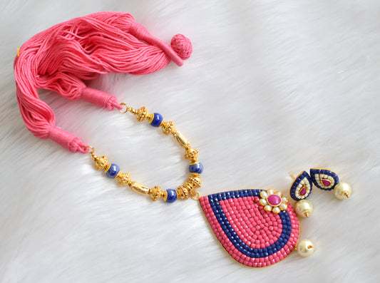 Handmade pink pachi pendant necklace set dj-02352