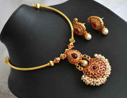 Gold tone kemp pearl cluster mango necklace set dj-41075
