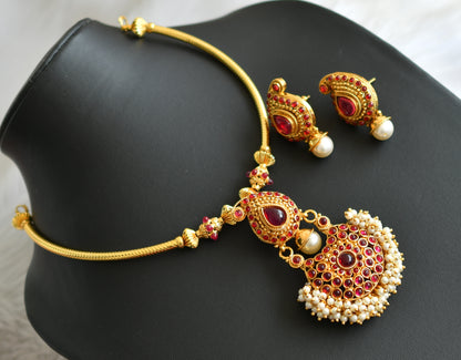 Gold tone kemp pearl cluster mango necklace set dj-41075