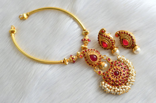 Gold tone kemp pearl cluster mango necklace set dj-41075