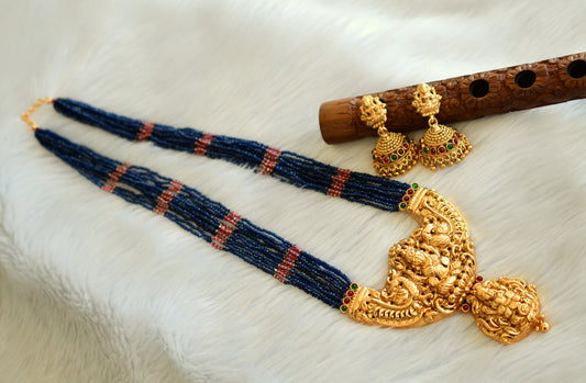 Antique ruby-green blue agate lakshmi haar set dj-28969