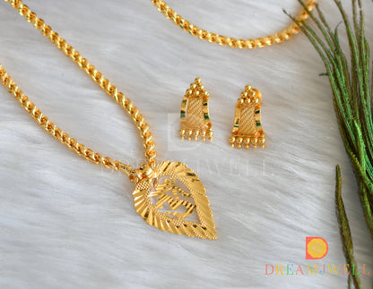 Gold tone om pendant with chain and pair of earrings dj-37823