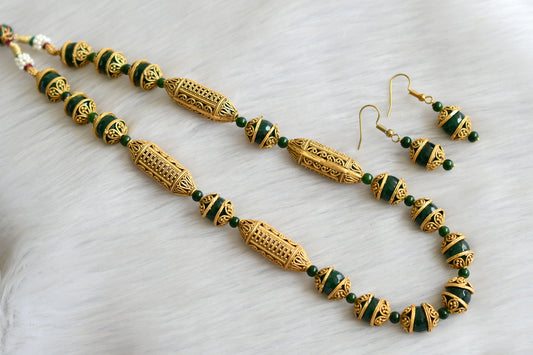 Matte finish green agates handmade necklace set dj-41081