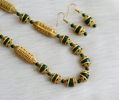 Matte finish green agates handmade necklace set dj-41081