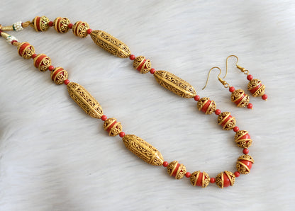 Matte finish coral beads handmade necklace set dj-41084