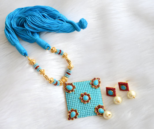 Handmade blue Pachi pendant necklace set dj-02355