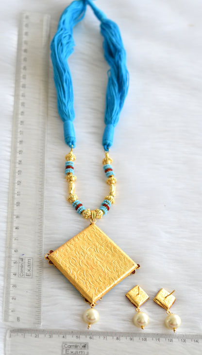 Handmade blue Pachi pendant necklace set dj-02355