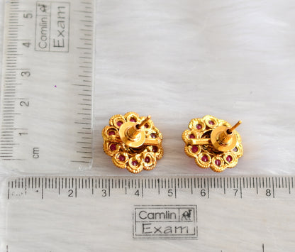 Antique gold kemp-green flower stud dj-02397