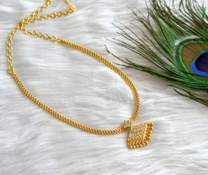 Gold tone white south Indian style small pathakkam necklace dj-35053