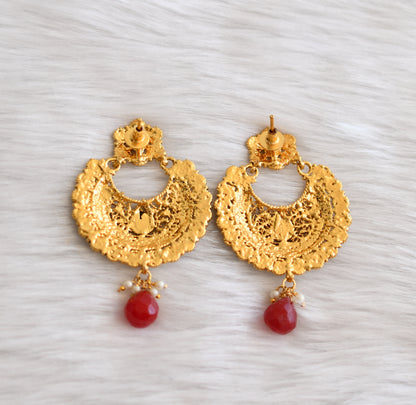 Antique gold tone green-red bali earrings dj-01879