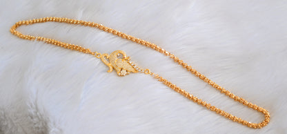 Gold tone cz-ruby peacock mugappu chain dj-02585