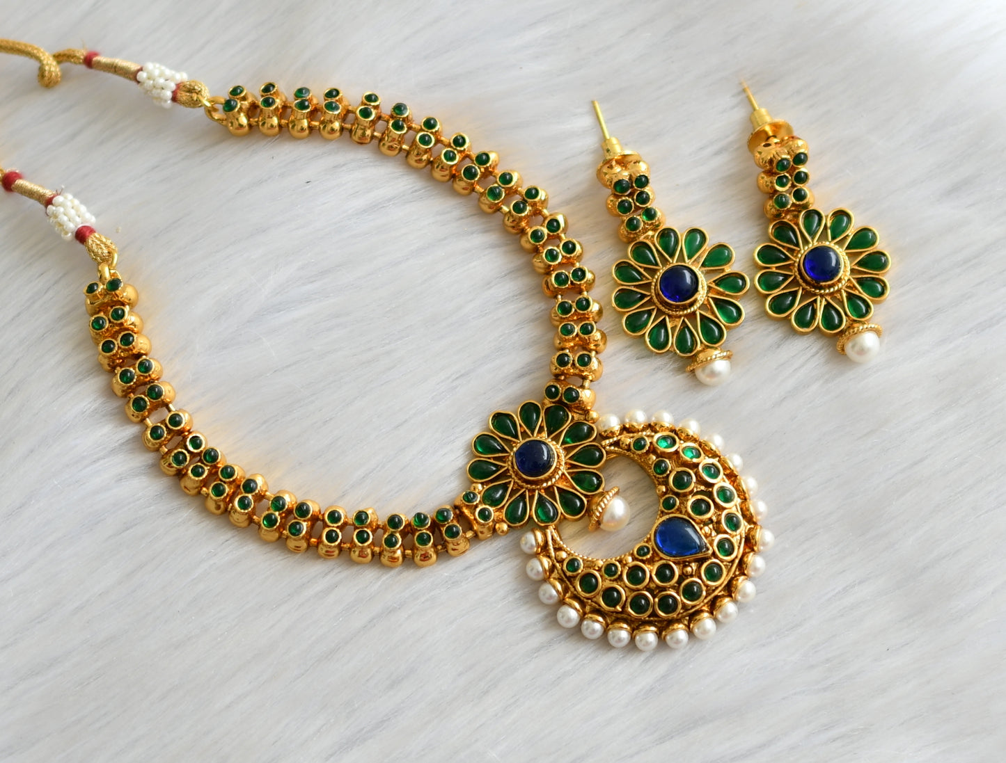 Antique green-blue  bali necklace set dj-41073
