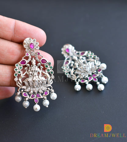 Silver Tone Cz Multi Color Lakshmi Designer Haar Set dj-31064