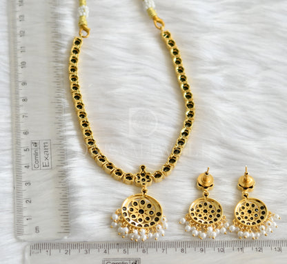 Gold tone south indian style black attigai set dj-34633