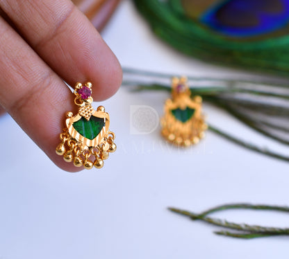 Gold tone pink-green palakka Lakshmi designer necklace set dj-35571