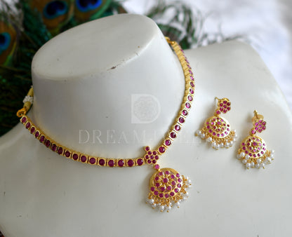 Gold tone south Indian style kemp attigai set dj-34636