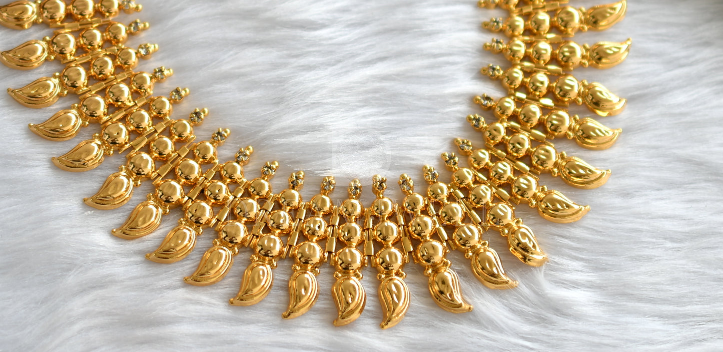 Gold tone white stone mango designer necklace dj-34265